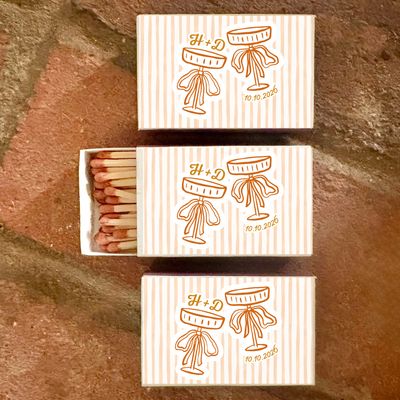 Deco Cocktail MATCHBOOK or MATCHBOX Wedding Favors