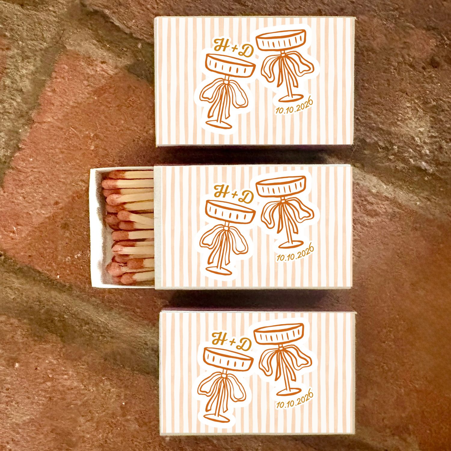 Deco Cocktail MATCHBOOK or MATCHBOX Wedding Favors