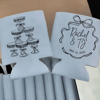 Coquette Champagne Glass Wedding Koozies