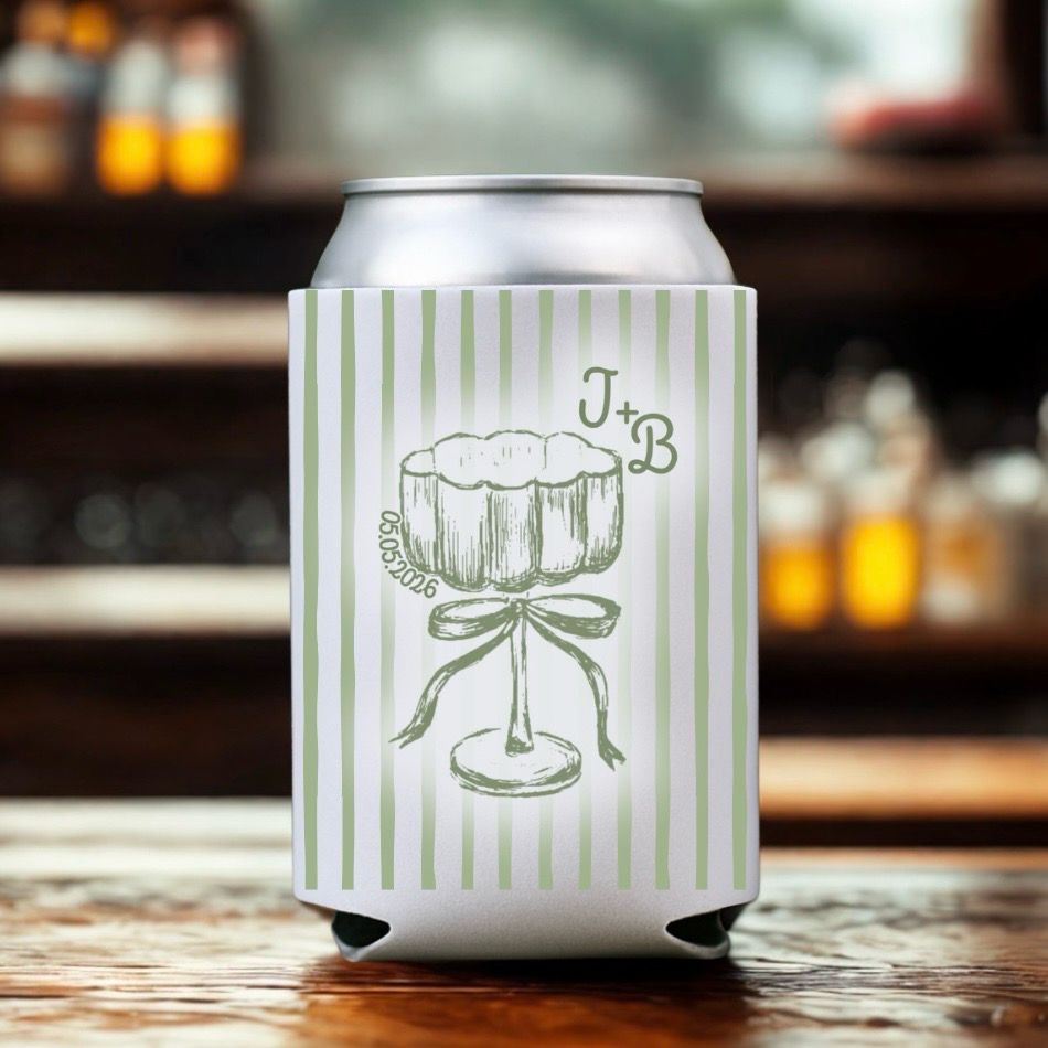 Monogrammed Coupe Champagne Glass Wedding Koozie