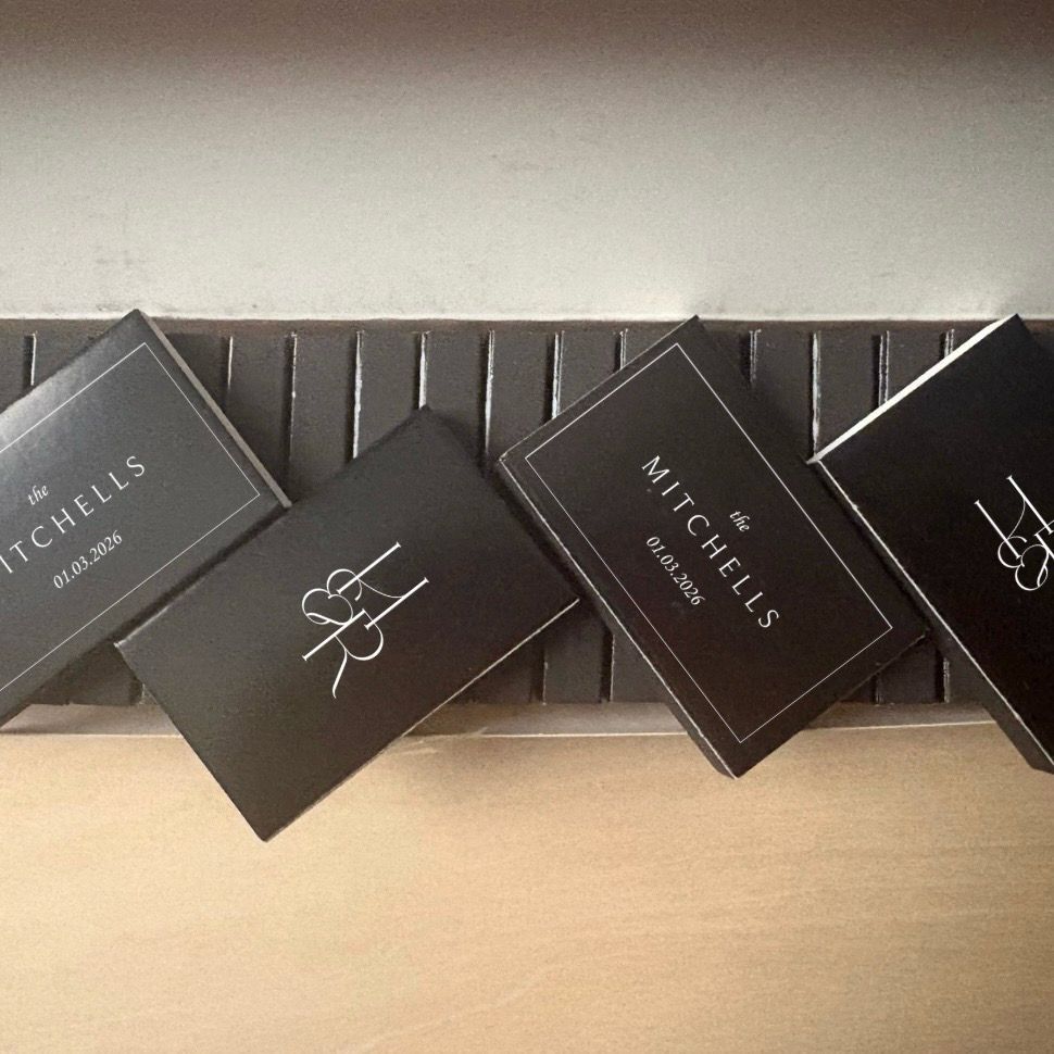 Modern Monogram MATCHBOOK or MATCHBOX Wedding Favors