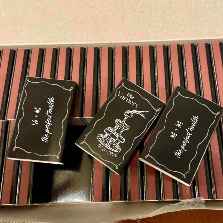 Champagne Pouring tower MATCHBOOK or MATCHBOX Wedding Favors