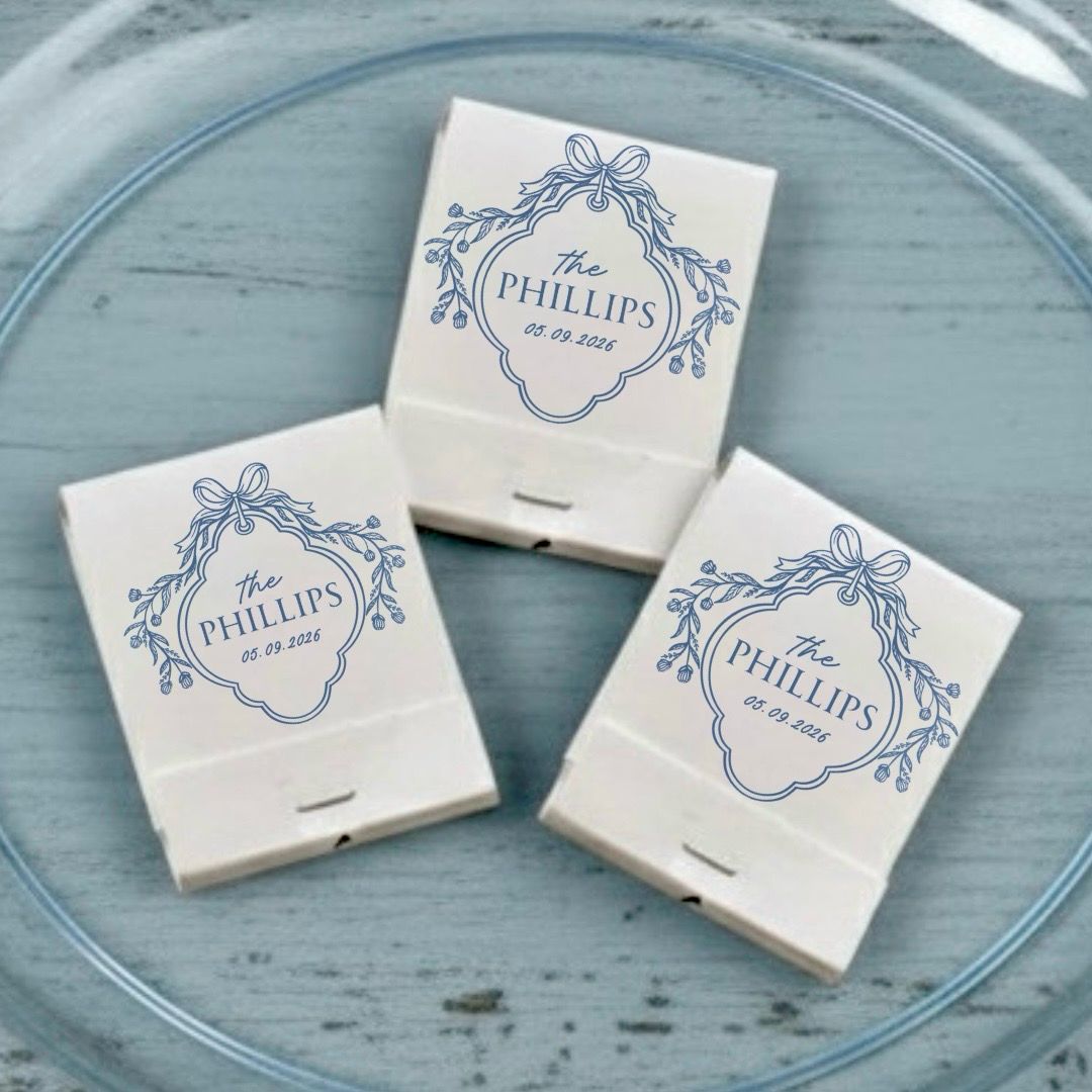 Coquette Bow MATCHBOOK or MATCHBOX Wedding Favors