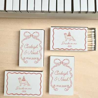 Pet Dog / Cat Serving Champagne Illustration MATCHBOOK or MATCHBOX