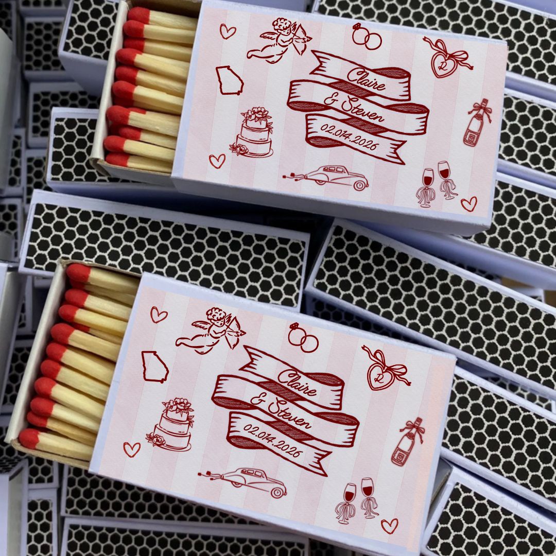 Vintage Wedding Collage MATCHBOOK or MATCHBOX Wedding Favors