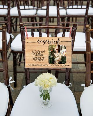 Reserved Wedding Memorial Hanging Chair Sign