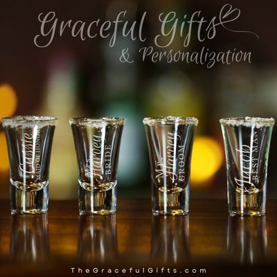 Etched Wedding Party Shot Glasses