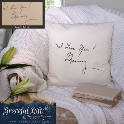 Custom Handwritten Throw Pillow Memorial