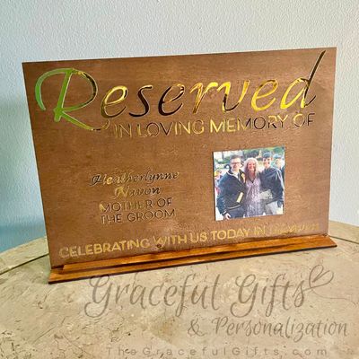 Reserved Memorial Photo Sign w/ Self Standing Base