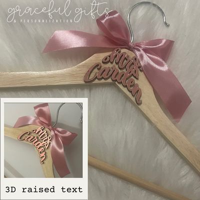 Wooden Wedding Hanger (3D Laser Cut Text)