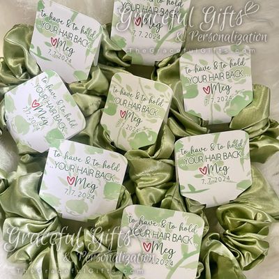 Custom Labeled Scrunchie Favors 