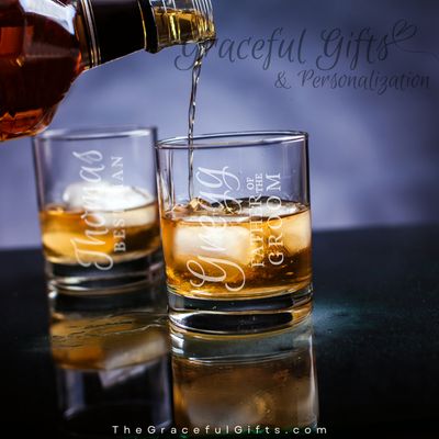 Etched Whiskey Cocktail Glass