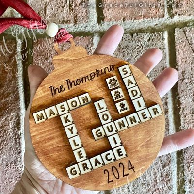Family scrabble Christmas Ornament