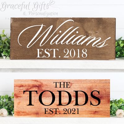 Family Name EST Year Wooden Sign