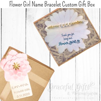 Flower Girl Name Beaded Bracelet