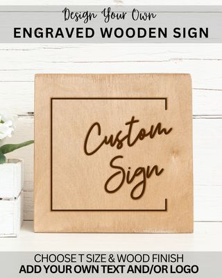 Engraved Logo Wooden Sign Personalized Text