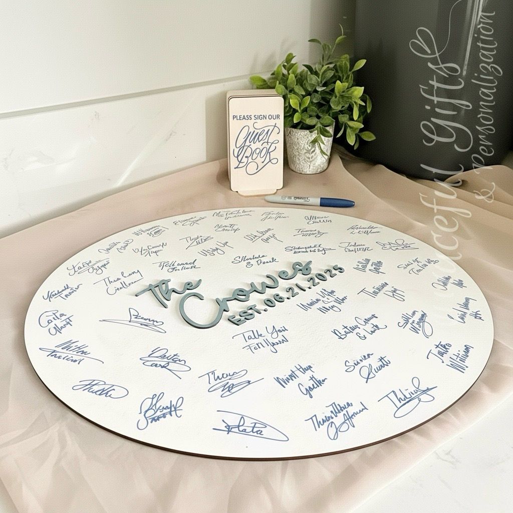 3D Wooden Guest Book Sign — Personalized Wedding Guestbook Alternative