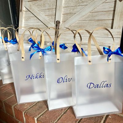Frosted Bridesmaid’s Gift Bags Transparent &amp; Personalized