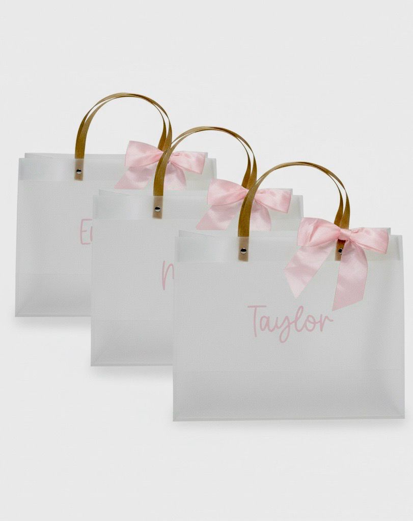 Frosted Bridesmaid’s Gift Bags Transparent &amp; Personalized