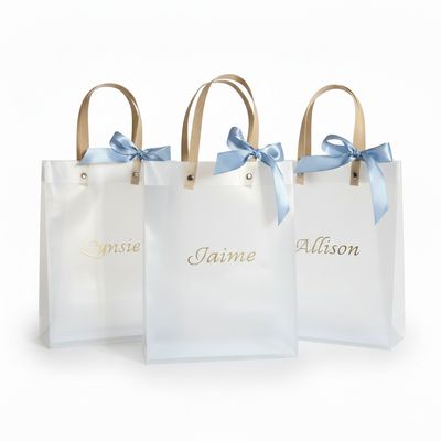 Frosted Bridesmaid’s Gift Bags Transparent &amp; Personalized