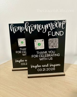 Honeymoon Fund QR Code Wedding Sign Acrylic Sign