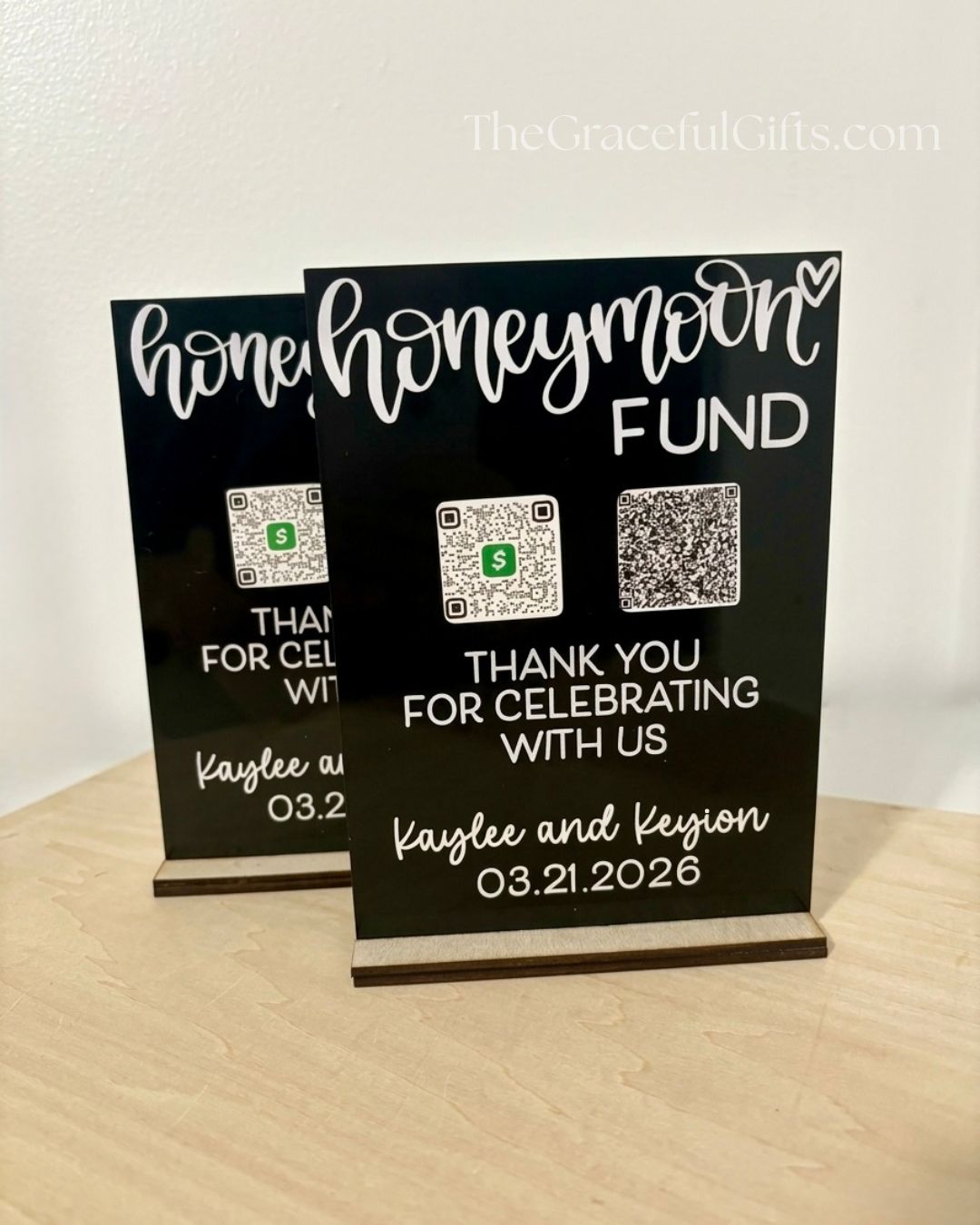 Honeymoon Fund QR Code Wedding Sign Acrylic Sign