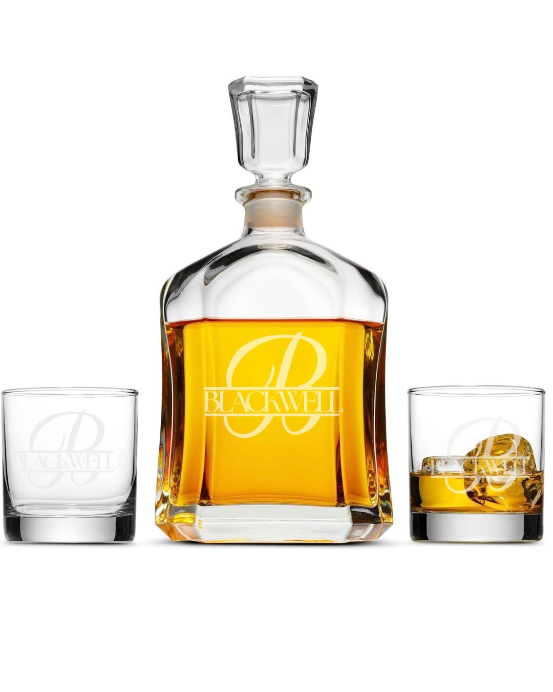 Etched Monogrammed Whiskey Decanter – Personalized Elegant Gift for Every Occasion