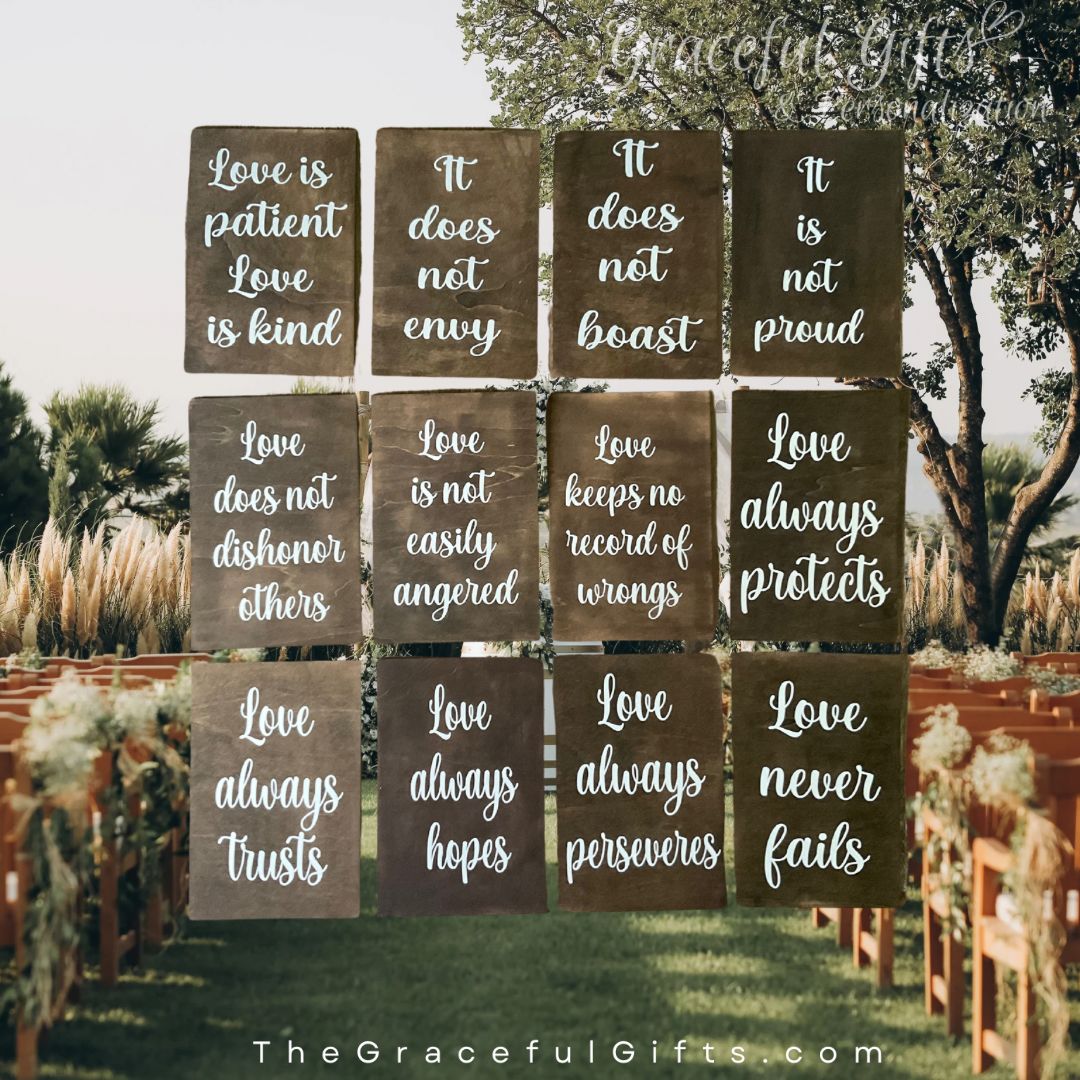 1 Corinthians 13 Wooden Wedding Aisle Signs