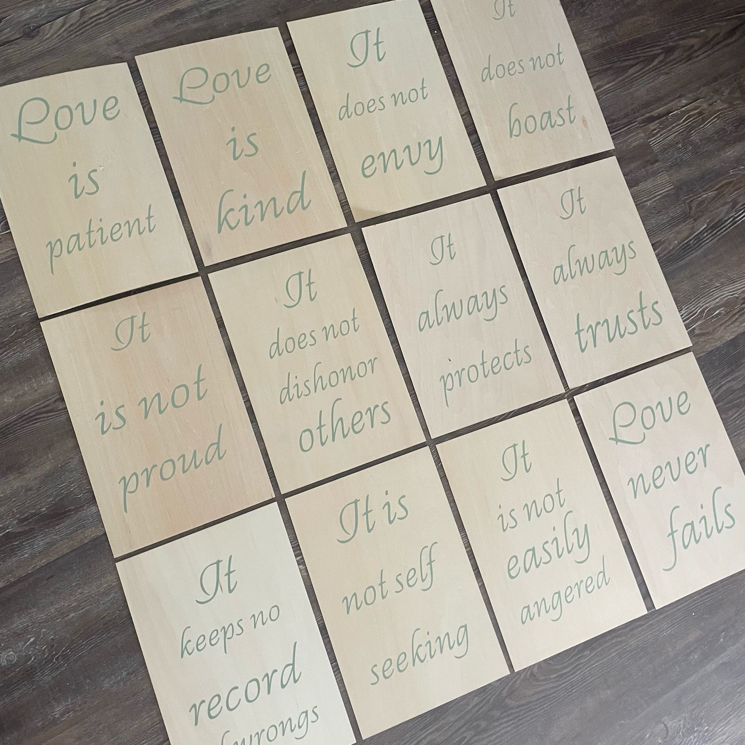 1 Corinthians 13 Wooden Wedding Aisle Signs