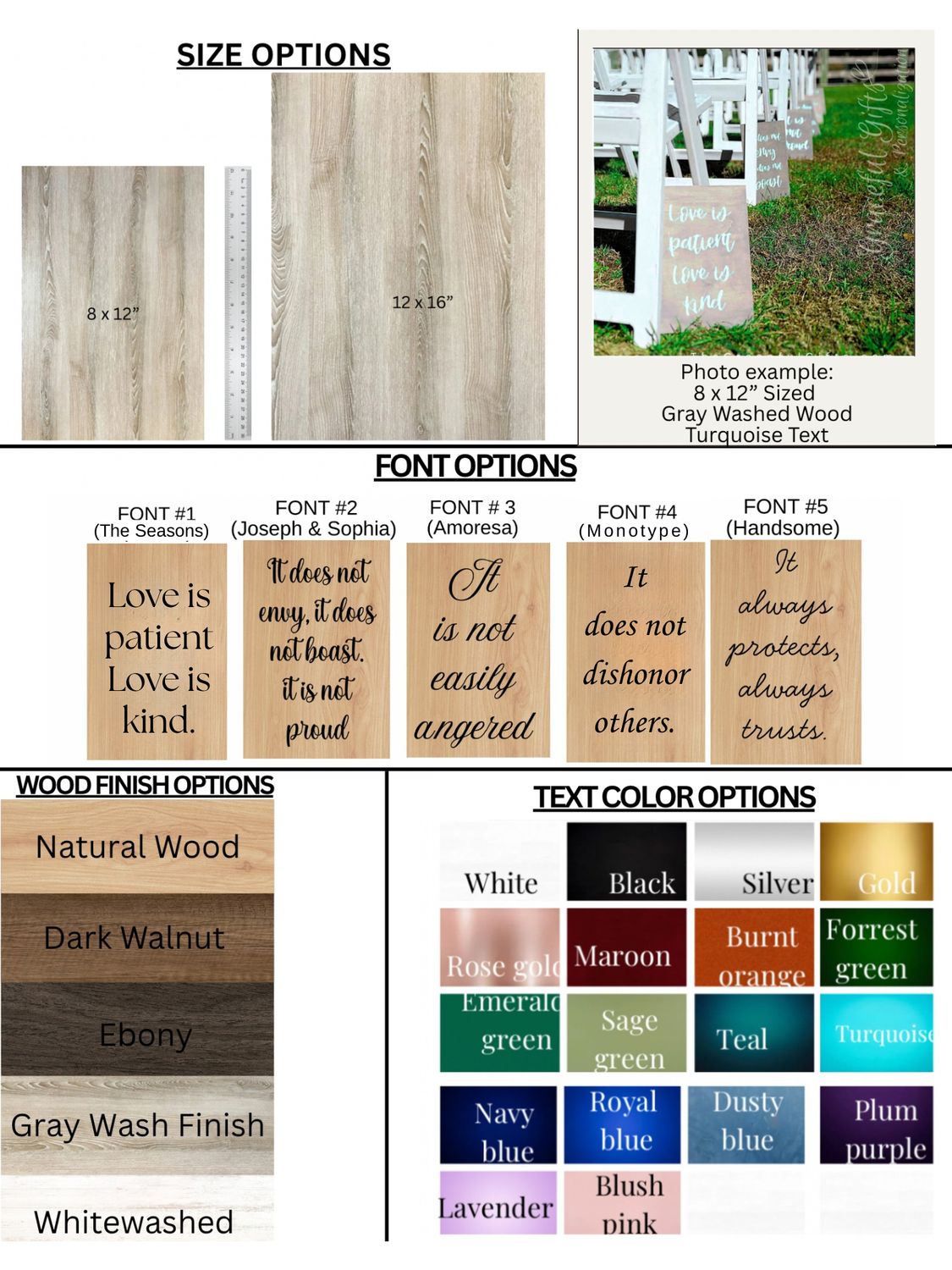 1 Corinthians 13 Wooden Wedding Aisle Signs