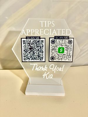 Virtual Tip Jar QR CODE Sign