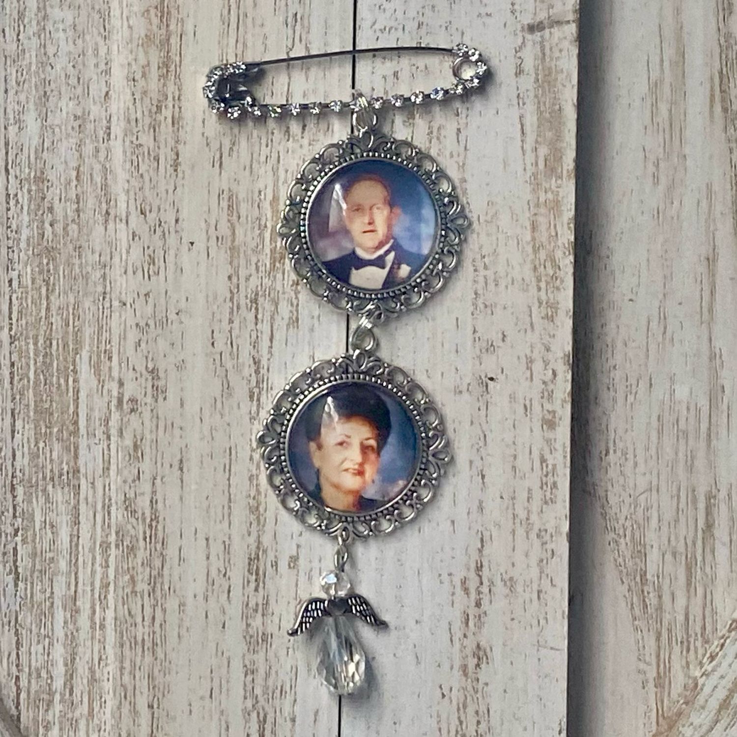 Wedding Bouquet Diamond Brooch Pin Memorial Photo Charm(s)