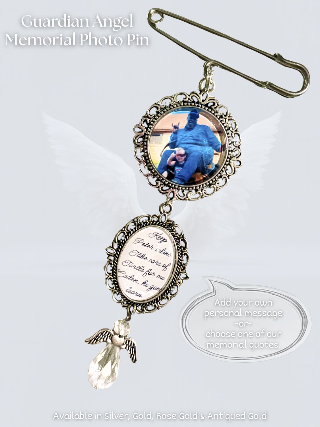 Memorial Photo Accessory Necklace / Brooch Pin / Keychain