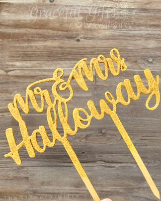 Personalized Laser Cut Wedding Cake Topper