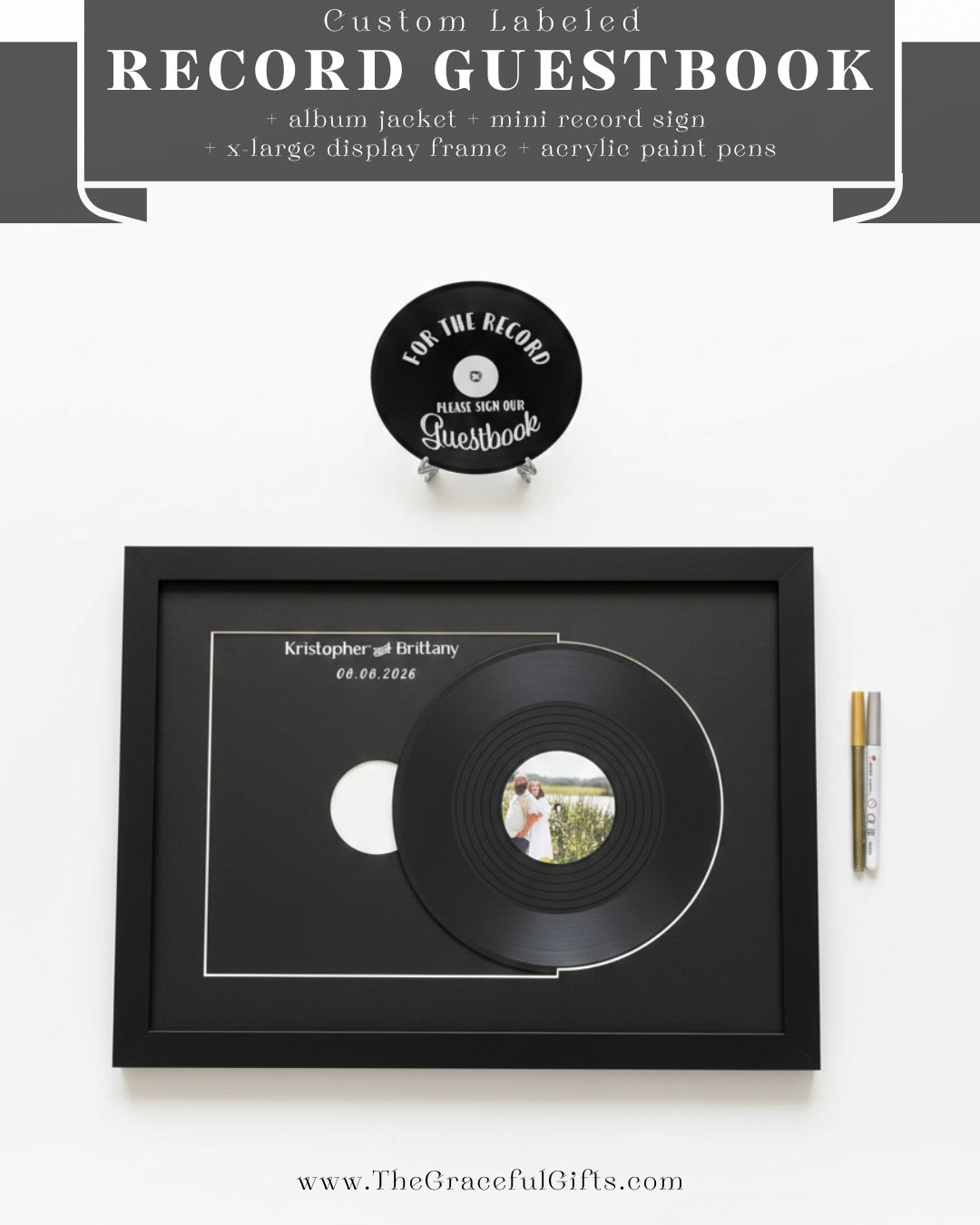 Custom Labeled Record Wedding Guest book Alternative