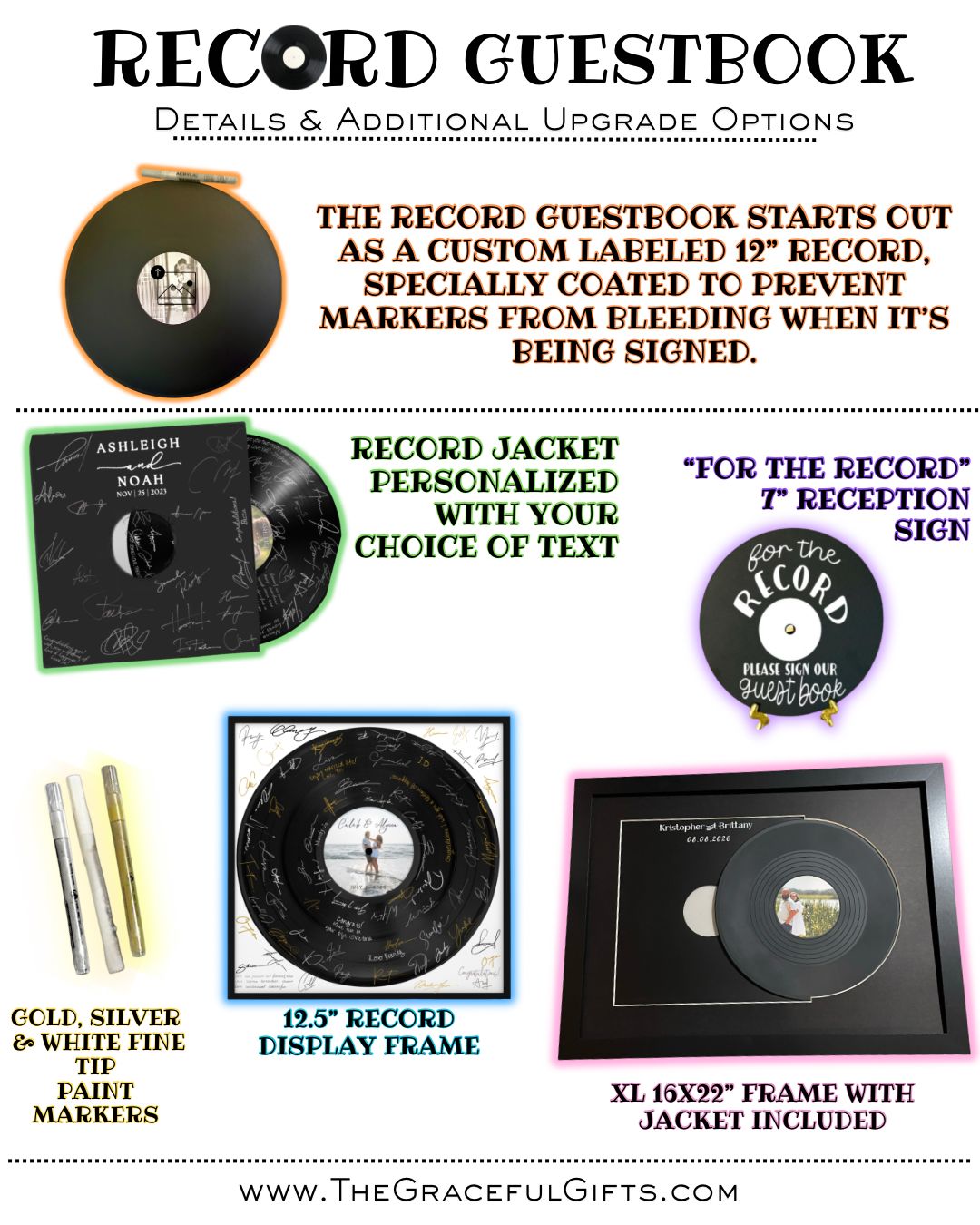 Custom Labeled Record Wedding Guest book Alternative