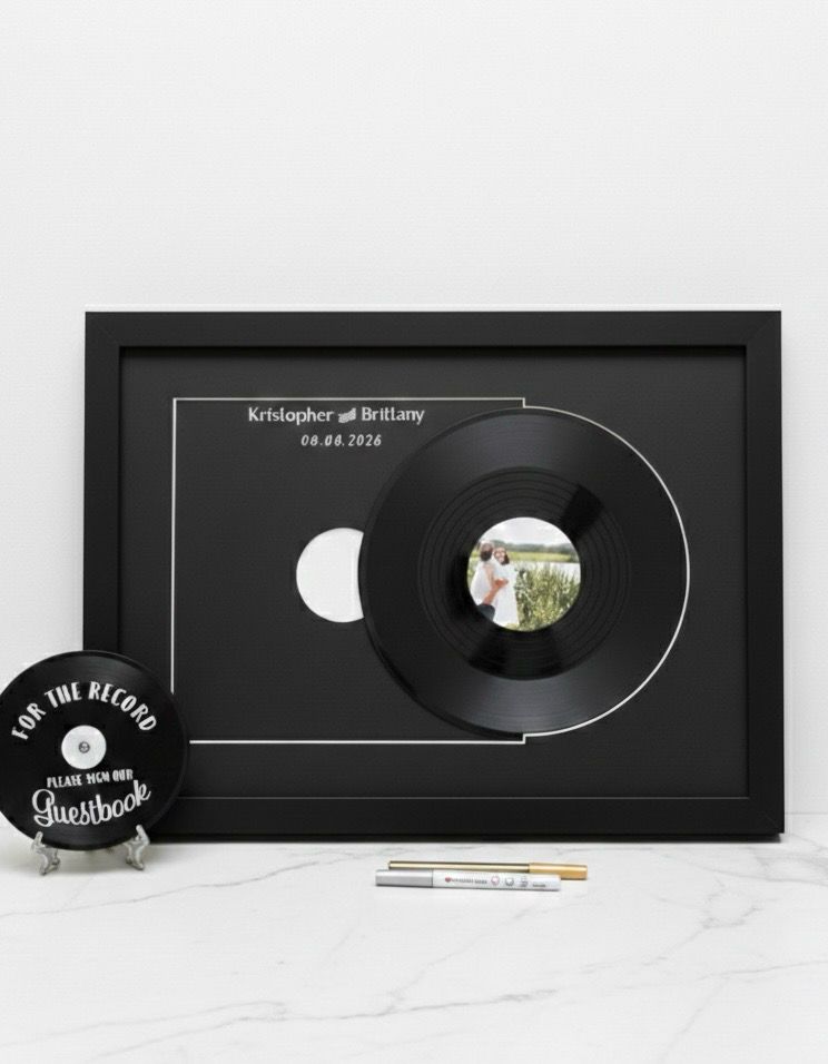 Custom Labeled Record Wedding Guest book Alternative