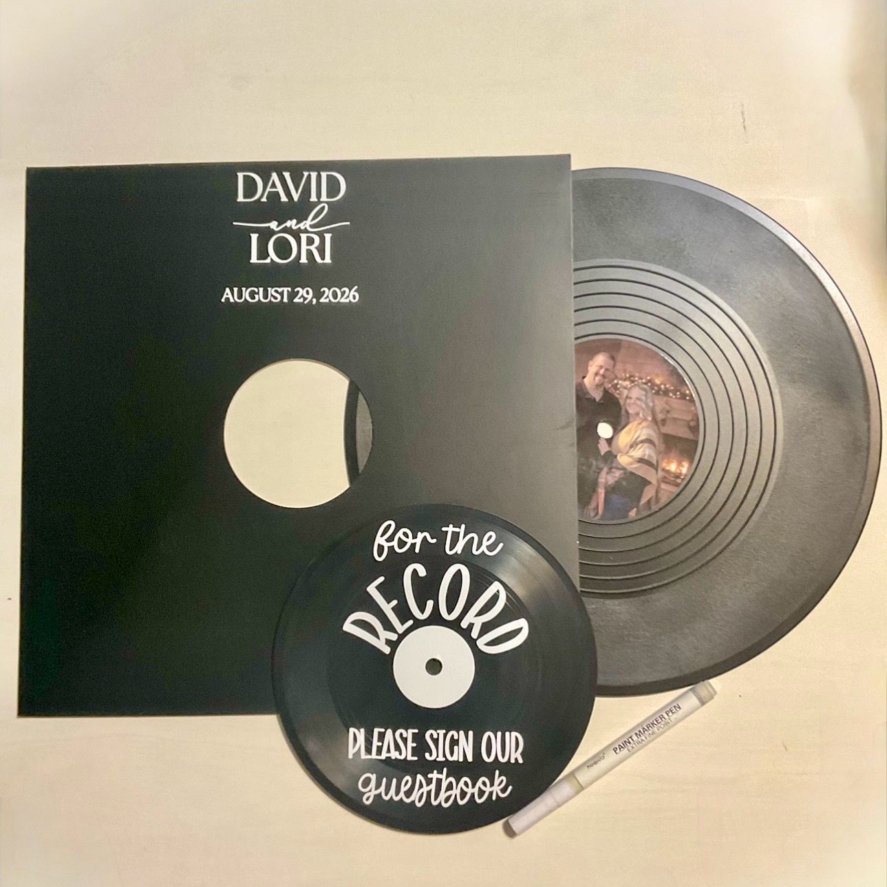 Custom Labeled Record Wedding Guest book Alternative
