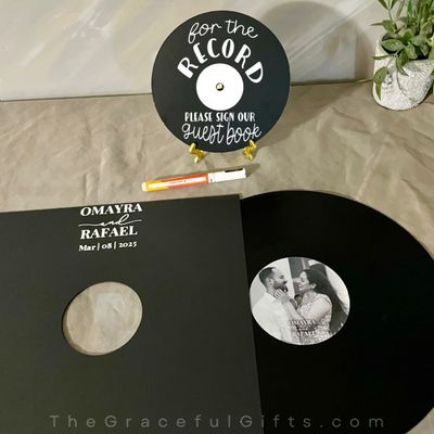 Custom Labeled Record Wedding Guest book Alternative