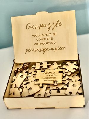 Engraved Wooden Wedding Puzzle Guestbook Keepsake