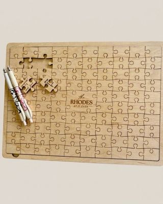 Engraved Wooden Wedding Puzzle Guestbook Keepsake