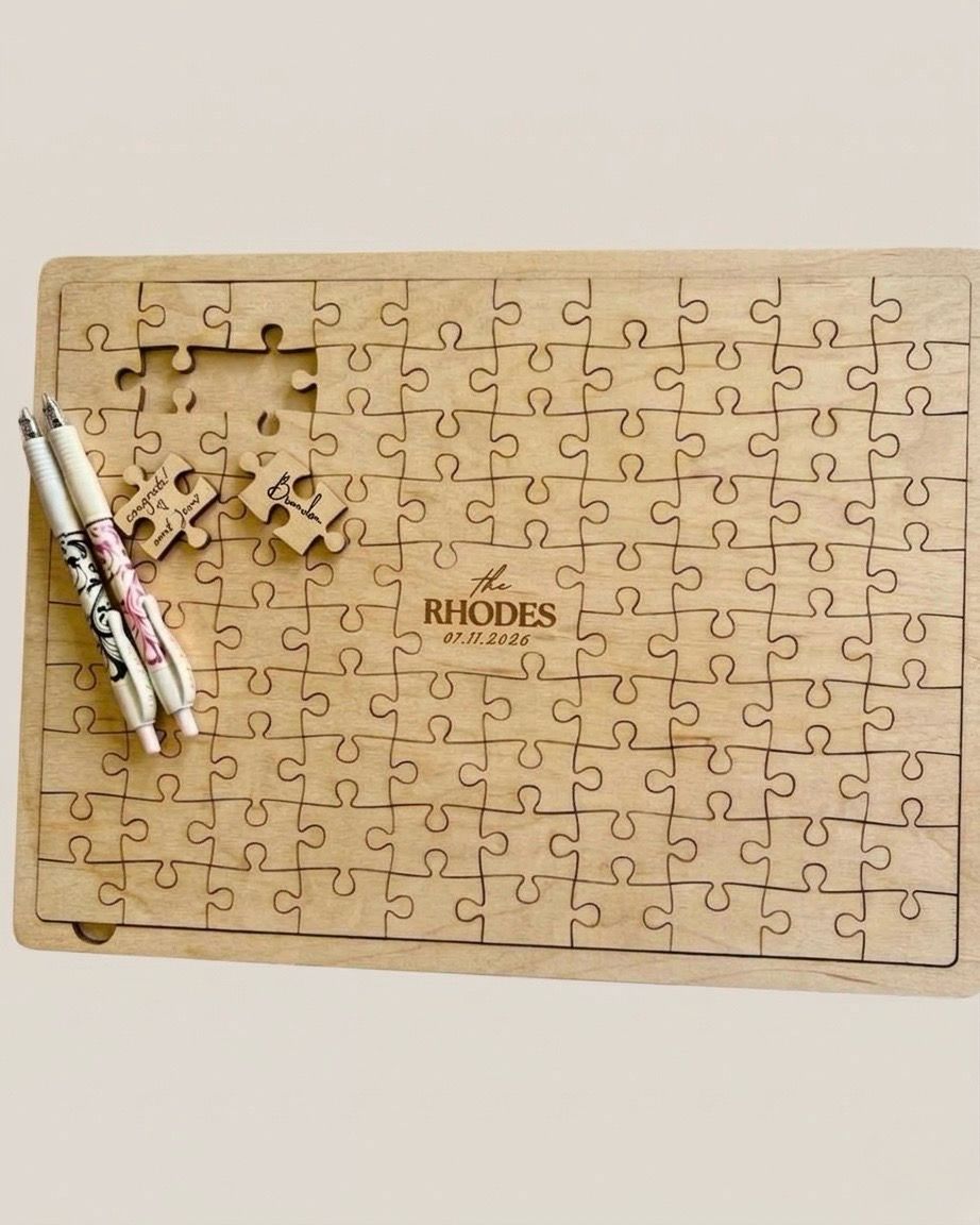 Engraved Wooden Wedding Puzzle Guestbook Keepsake