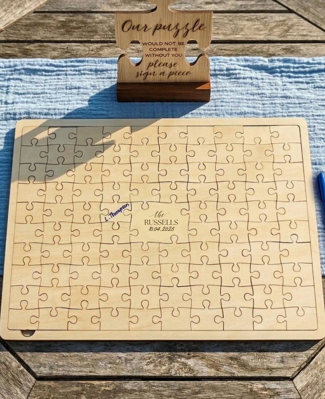 Engraved Wooden Wedding Puzzle Guestbook Keepsake