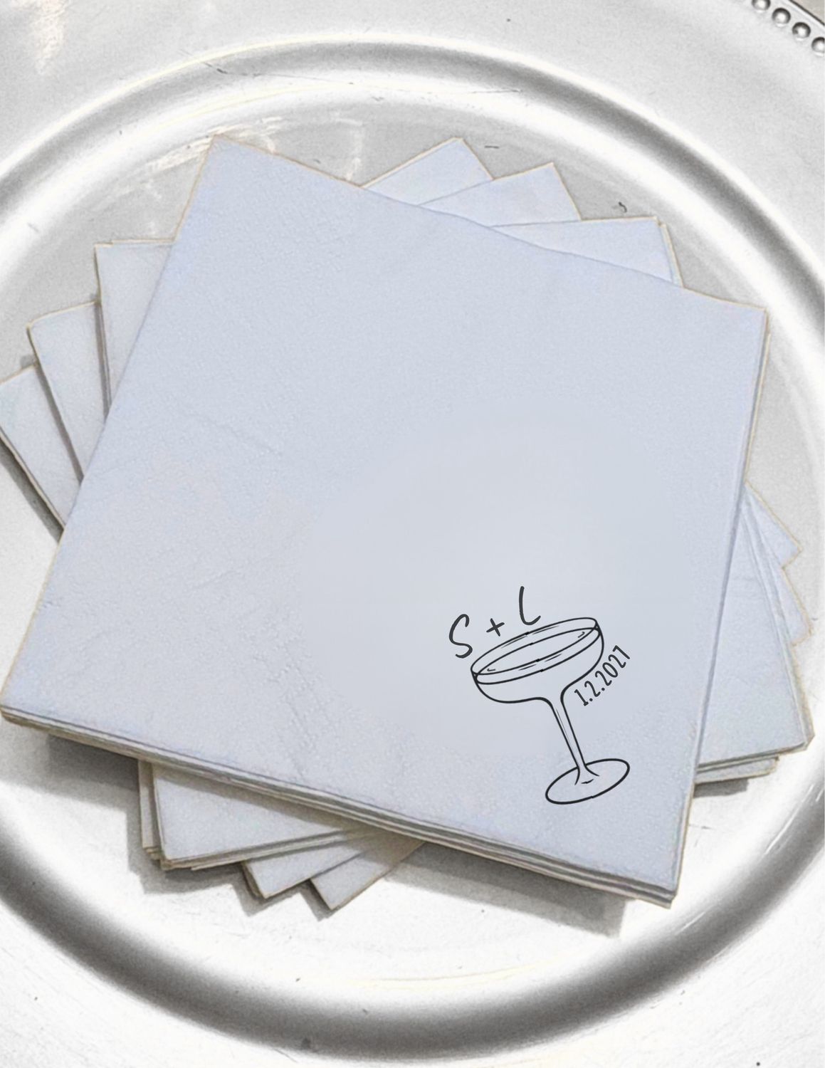 Monogramed Cocktail Glass Napkins