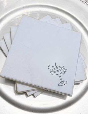 Monogramed Cocktail Glass Napkins