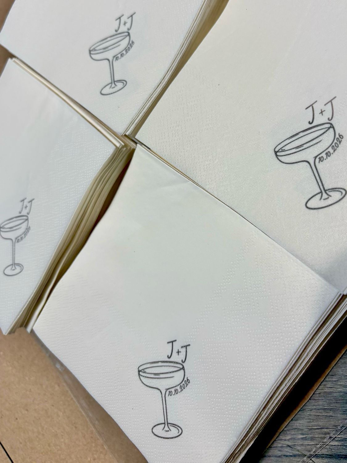 Monogramed Cocktail Glass Napkins