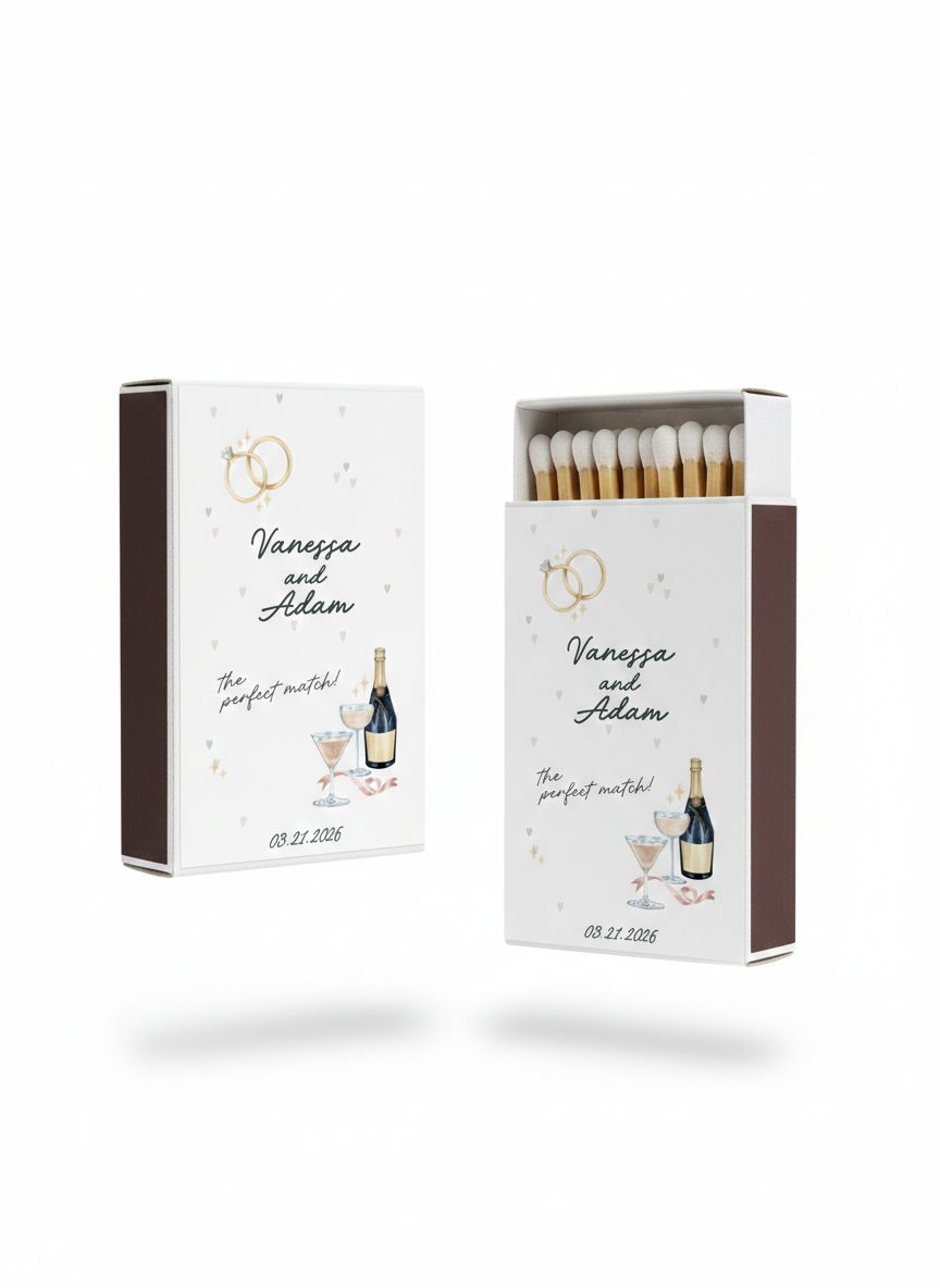Champagne Toast Perfect Match Matchbook or Matchbox Wedding Favors