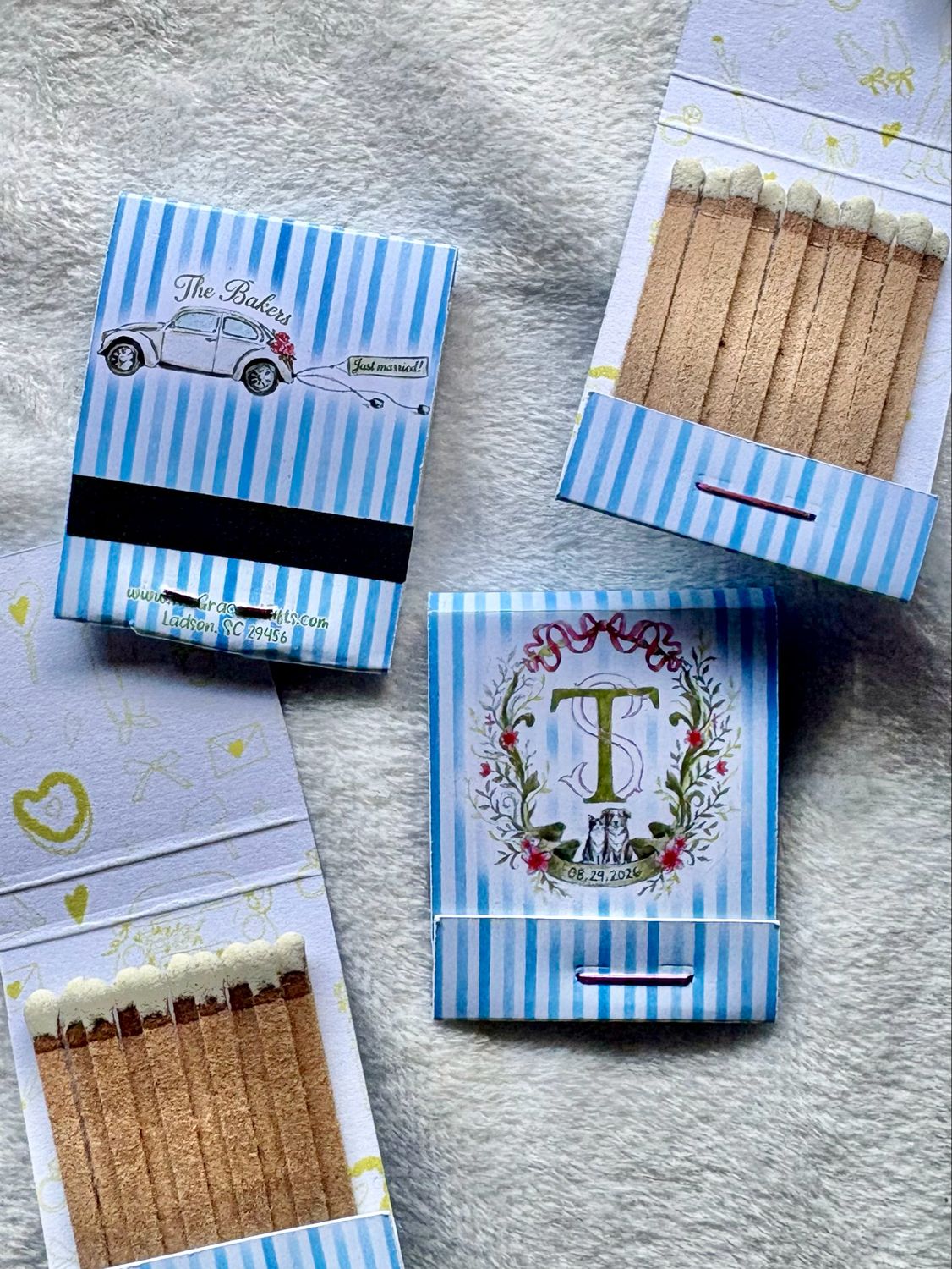 Custom Vintage Crest Matchbook Matchbox Wedding Favor