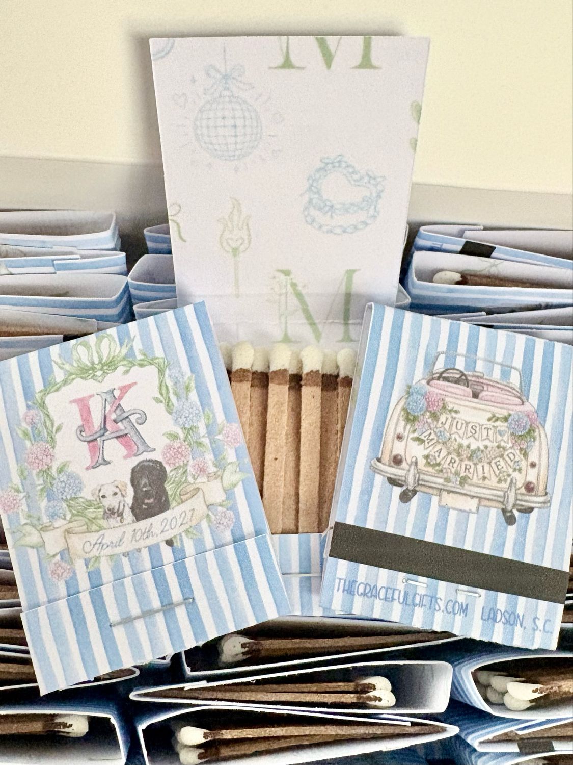 Custom Vintage Crest Matchbook Matchbox Wedding Favor