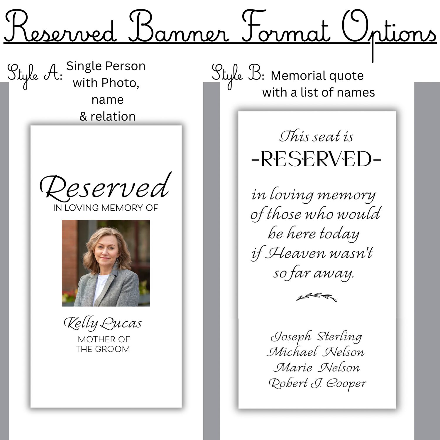 Fabric Reserved Chair Banner